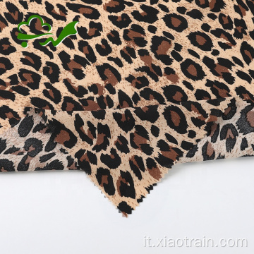 Tessuto crepe di poliestere chiffon stampato leopardo 75D